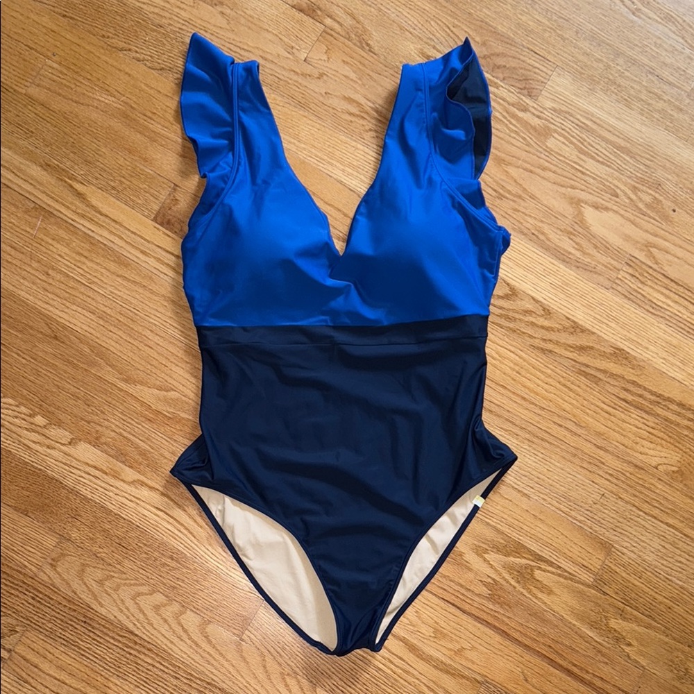 Blue and Navy One Piece Swimsuit